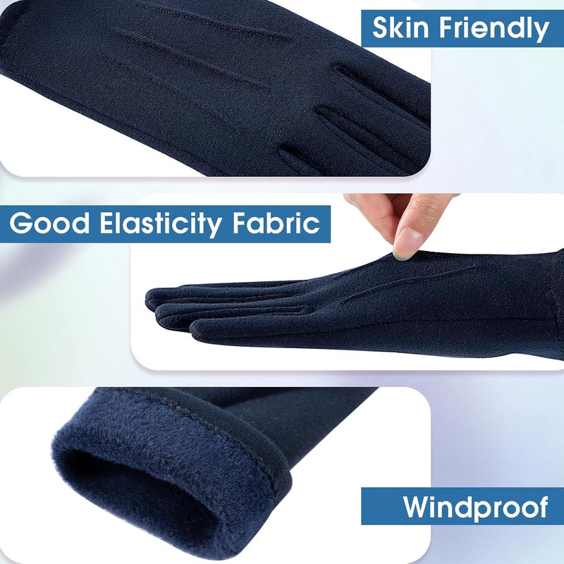 Beehow Store Women gloves cold weather touch screen glove warm fleece lining for driving cycling skiing - Image 4